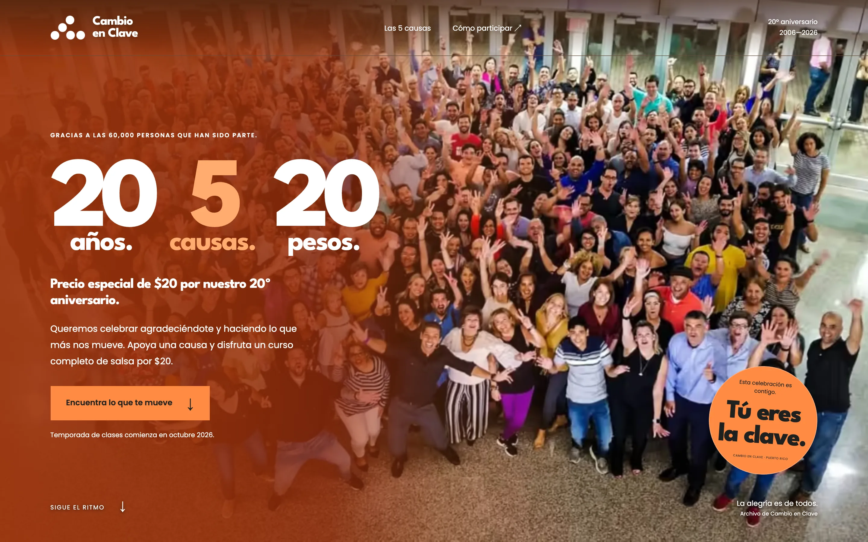 The anniversary microsite opens by thanking the 60,000 people who have been part