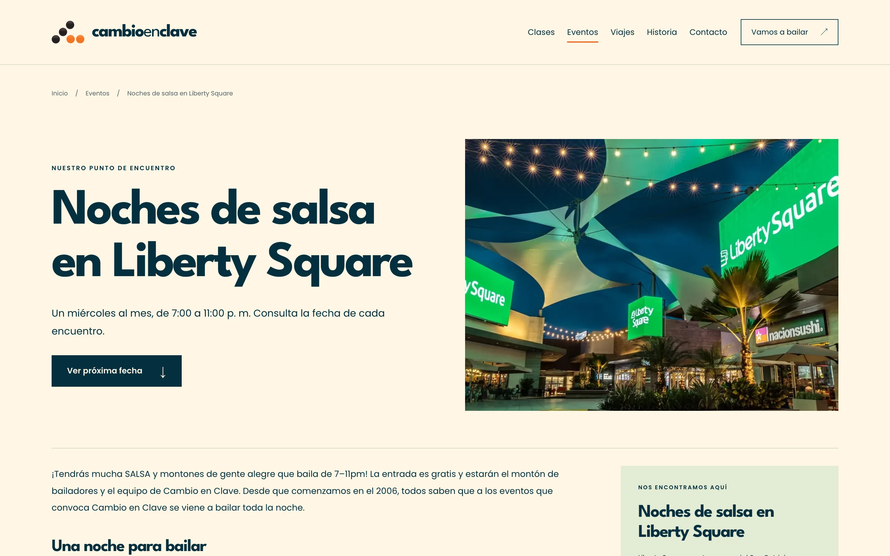 Noches de salsa en Liberty Square: every venue and series has a permanent page o