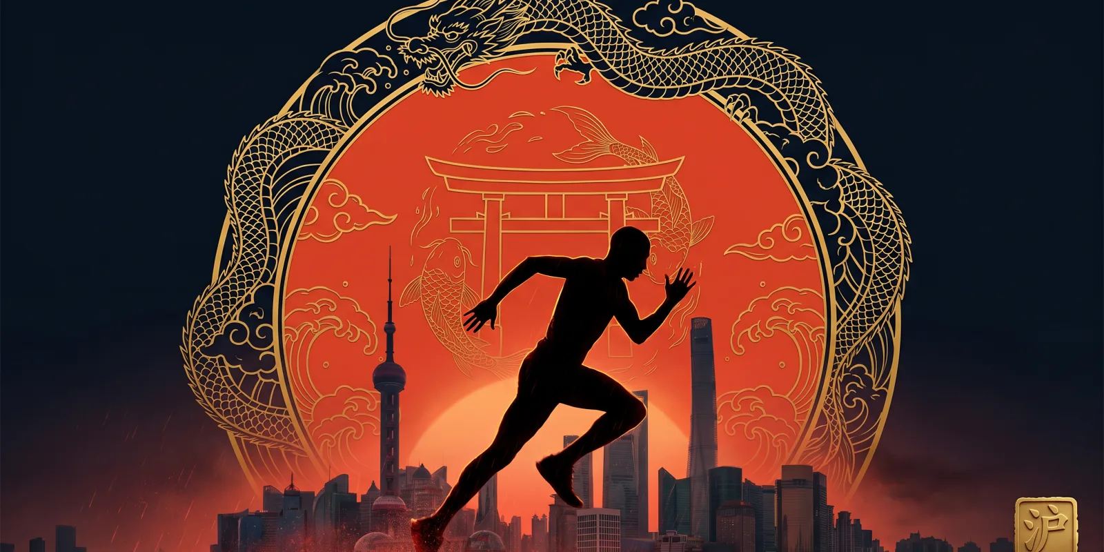 Race day, December 2026: the finisher's dragon waits at the end of the 22-week c
