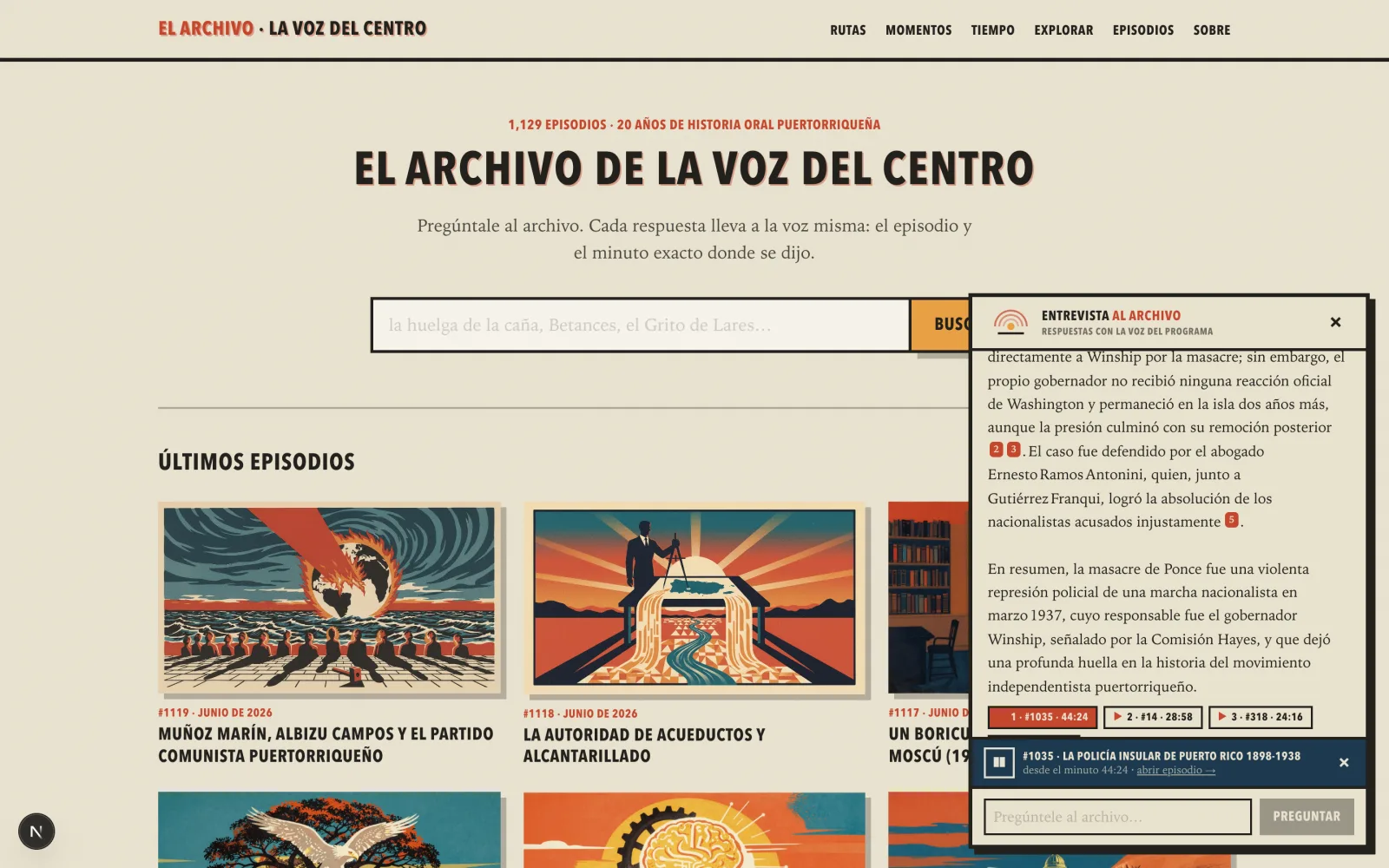 Entrevista al Archivo: ask in plain Spanish and the archive answers in the progr